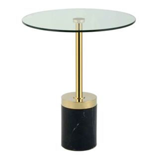 Table D'appoint En Marbre "lana" 53cm Or et Noir