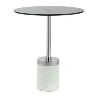Table D'appoint En Marbre "lana" 53cm Gris et Blanc