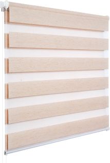 1 Pièce Store Enrouleur Double. Fixation Rapide Sans Perçage. Isolant Thermique.80x150cm.nature
