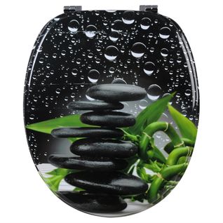 Abattant De Toilette En Mdf Avec Charnière Zinguée.couvercle De Wc.43.2x37.6cm.pierre Noir