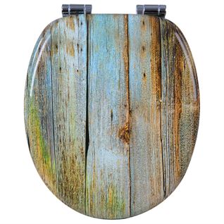 Abattant De Toilette En Mdf Avec Charnière Zinguée.couvercle De Wc.43.2x37.6cm.vieille Planche Iii