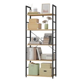 Étagère De Rangement.étagère De Cuisine En Bois+métal.60x28x148cm.noir+chêne Clair