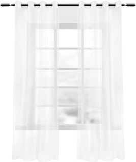 2 Pièce Rideau Voilage Transparent à Oeillets. Décoration Pour Fenêtre. 140x225 Cm. Crème