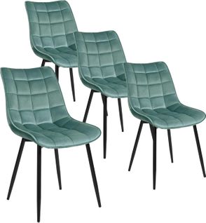 4x Chaises De Salle à Manger Chaises De Cuisine Siège En Velours Pieds En Métal Vert Turc
