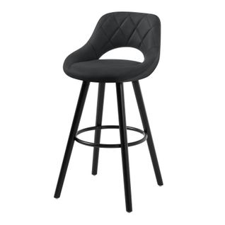 Tabouret De Bar En Tissu Simili-Cuir Chaise De Bar-Structure En Bois Massif-Anthracite