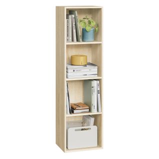 Bibliothèque Armoire En Panneaux De Particules. Etagère De Rangement. 30x24x106cm. Chêne Clair