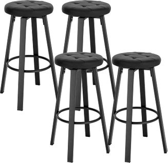 Lot De 4 Tabouret De Bar Avec Siège Similicuir Pivotant-pieds En Métal Avec Repose-pieds-anthracite