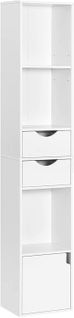 Bibliothèque Étagère. Meuble De Rangement 2 Tiroirs Et 1 Casier. 30x24x158cm. Blanc