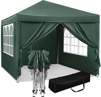 Tonnelle De Jardin Pliable Imperméable-Protection Du Soleil Uv 50+ Hauteur Réglable 3x3m-Vert