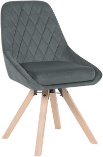 Chaise Pivotante De Salle à Manger-Chaise De Cuisine En Velours-Pieds En Bois Massif-Gris Foncé