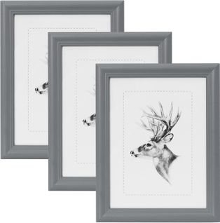 3 Pièces Cadre De Photo En Bois. Artos Style Façade En Verre.30x40 Cm.gris