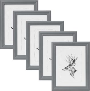 5 Pièces Cadre De Photo En Bois. Artos Style Façade En Verre.30x40 Cm.gris
