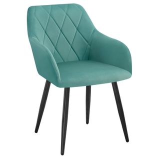 Chaise Salle à Manger-Chaise De Cuisine En Velours-Assis Rembourré Et Pieds En Métal-Vert Turc