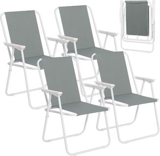 Lot De 4 Chaises De Camping Pliante Avec Dossier Portables Et Légères-chaise De Pêche-gris Foncé