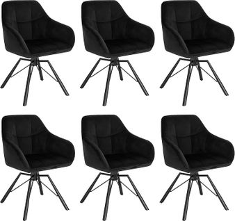 Lot De 6 Chaise Pivotante à 360°. Chaise Salle à Manger Scandinave. En Velours. Noir