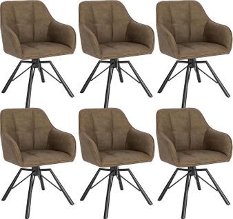 Lot De 6 Chaise Pivotante à 360°. Chaise Salle à Manger En Faux Cuir Vintage. Marron