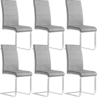 Lot De 6 Chaise Salle à Manger. Chaise Cantilever En Velours. Doux Et Confortable. Gris Foncé