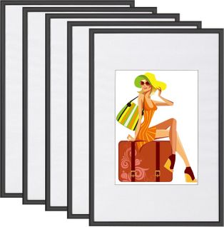 Lot De 5 Cadre Photo En Plastique,30x45cm Noir