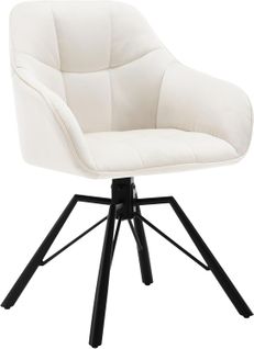 Chaise Salle à Manger, Pivotante à 360°, Chaise Cuisine, Scandinave, Rembourrée En Velours, Crème