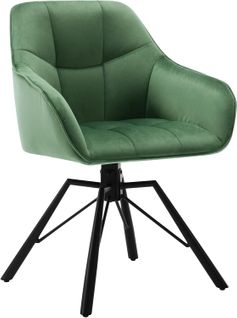 Chaise Salle à Manger, Chaise Cuisine, Pivotante, Scandinave, Rembourrée En Velours, Vert Foncé