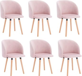 6x Chaise De Salle à Manger,chaise De Cuisine Rembourrée Assise En Velours,rose