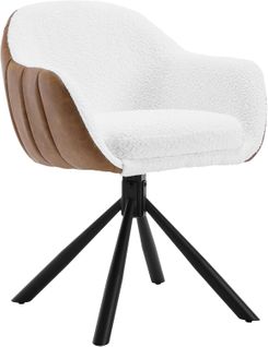 Chaise Salle à Manger Pivotante à 360°en Chenille.chaise De Cuisine Avec Dossier+accoudoirs.blanc