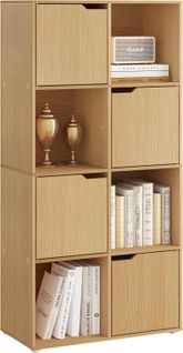 Bibliothèque En Bois D'ingénierie,meuble De Rangement Avec 8 Cubes De Rangement,4 Porteschêne Clair