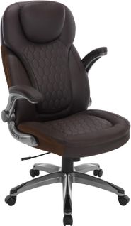 Chaise Bureau En Similicuir, Fauteuil De Bureau Rembourrée Avec Dossier Haut, Brun