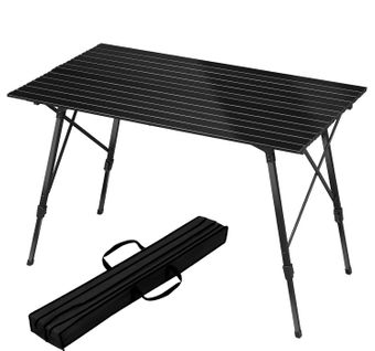Table Pliante De Camping En Aluminium,table De Pique-nique,hauteur Réglable,120x68,5cm,noir