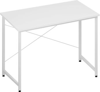 Bureau De Travail, Table D'ordinateur Avec Piétement Métallique, En Bois Composé, 100x75x50cm, Blanc