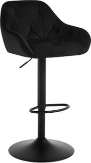 Tabouret Bar Haute, Chaise Cuisine Pivotante, Hauteur Réglable, En Velours, Noir