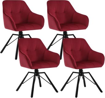 Lot De 4 Chaise Pivotante à 360°,chaise Salle à Manger Rembourrée,scandinave,en Velours,bordeaux