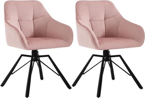 Lot De 2 Chaise Pivotante à 360°, Chaise Salle à Manger Rembourrée, Scandinave, en Velours, Rose