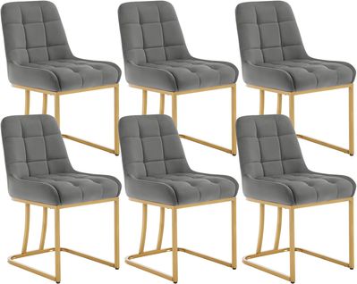 Lot De 6 Chaise Salle à Manger,chaise Cuisine Rembourrée,avec Dossier,en Forme D'arc,gris Foncé