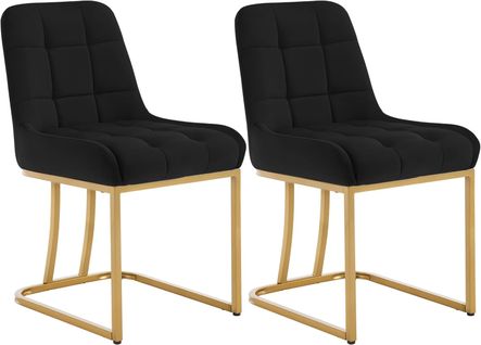 Lot De 2 Chaise Salle à Manger,Chaise Cuisine Rembourrée En Velours,Avec Dossier,Forme D'arc,Noir