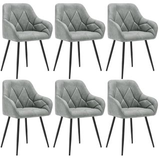 Lot De 6 Chaises De Salle à Manger, Chaises De Cuisine Rembourrées En Simili Cuir Vintage, Gris