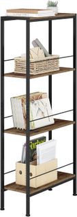 Étagère Rangement à 4 Niveaux,Étagère Angle,en MDF,Cadre En Métal,Marron Rustique+Noir,50x20x110cm