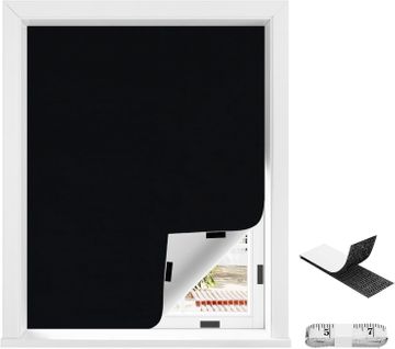 Store Occultant Sans Perçage,rideau Occultant Thermique,avec Attaches Auto-adhésives,300x145cm,noir