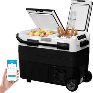 Glacière Électrique À Compression,avec Roulettes,contrôle App,50l,noir+blanc