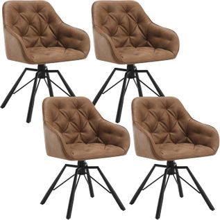 Lot De 4 Chaises Salle à Manger En PU,Chaises De Cuisine,Pivotante,Avec Pieds En Métal,Marron Clair