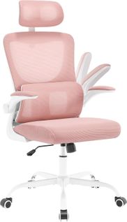 Chaise De Bureau Sur Roulettes,avec Fonction Inclinable,appui-tête Réglable,en Maille,rose
