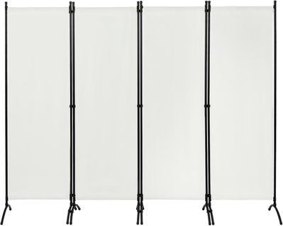 Paravent, Brise-vue, Pliable à 3 Panneaux, Cadre En Métal, Tissu En Pa, 224x182cm, Crème