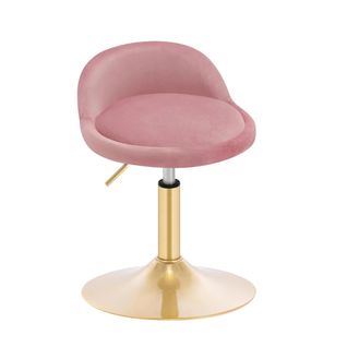 Chaise Pivotante, Hauteur Réglable 42,5-58cm, En Velours, Rose