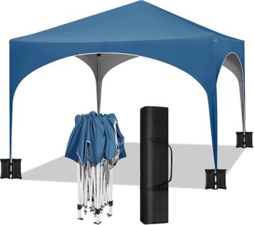 Tonnelle De Jardin Pliante Avec 4 Sacs De Sable,avec Toit En Demi-cercle,imperméable,3x3m Bleu