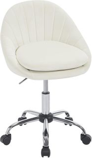 Chaise Bureau,Chaise Coiffeuse Rembourré Avec Double Coussin,Pivotante,Réglable,En Velours,Beige