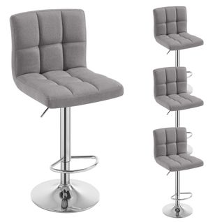 Lot De 4 Tabourets De Bar En Lin-Siège Bien Rembourré-Tabouret Pivotant-Gris Clair