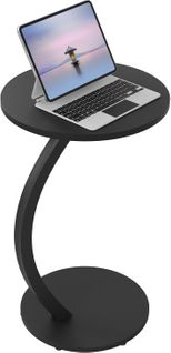 Table D'appoint En Forme C,table Basse Ronde,avec Structure En Métal Et Plateau Mdf,noir