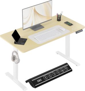Bureau Assis Debout 120x60cm,bureau Électrique,avec Port USB,4 Hauteurs De Mémoire,72-120cm,chêne