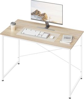 Bureau Informatique, 120x60cm, Table De Bureau, Cadre En Métal, En Bois D'ingénierie, Chêne Clair