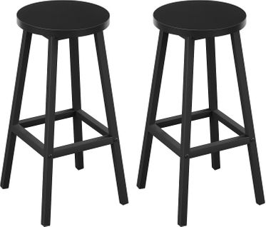 Lot De 2 Tabouret De Bar, Chaise Haute Cuisine, Siège En Bois D'ingénierie,structure En Métal,noir